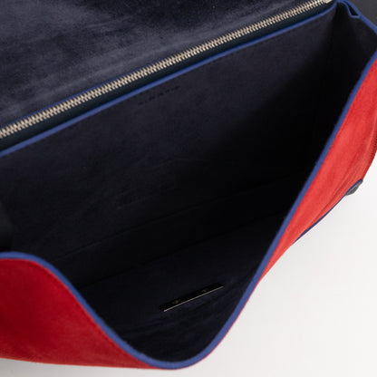 Tri-Color Diamond Clutch Leather & Suede