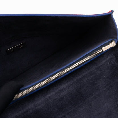 Tri-Color Diamond Clutch Leather & Suede