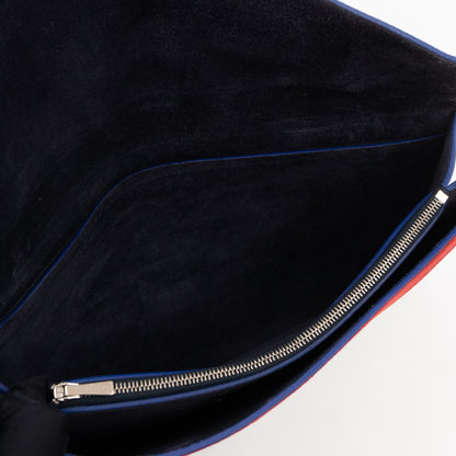 Tri-Color Diamond Clutch Leather & Suede