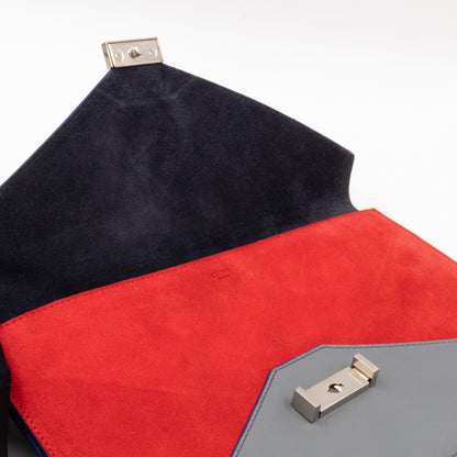 Tri-Color Diamond Clutch Leather & Suede