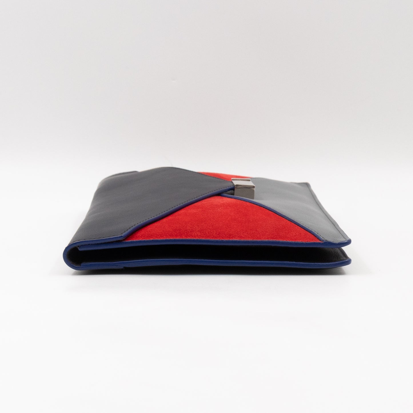 Tri-Color Diamond Clutch Leather & Suede