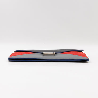 Tri-Color Diamond Clutch Leather & Suede