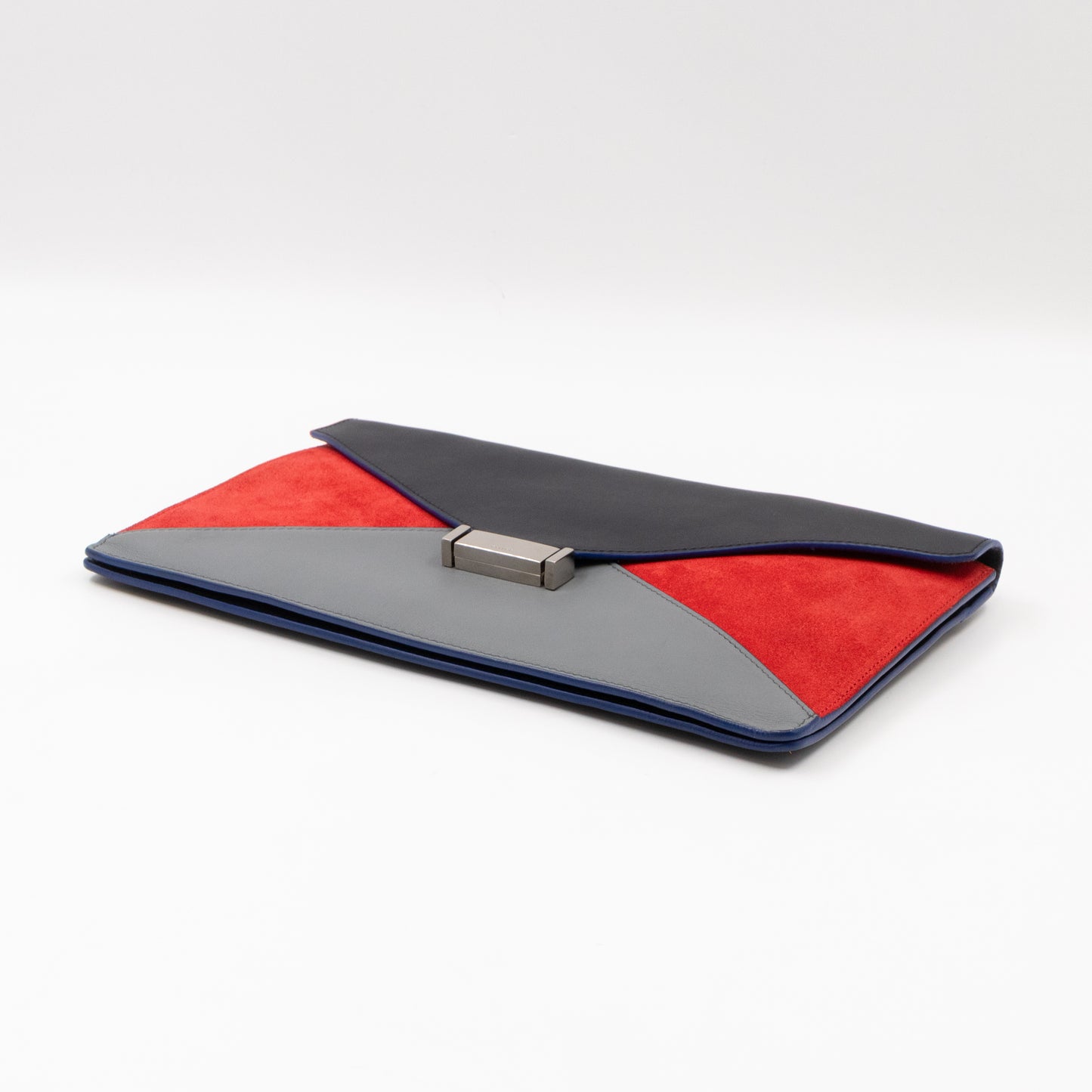 Tri-Color Diamond Clutch Leather & Suede