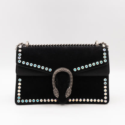 Dionysus Small Black Suede Leather with Crystal