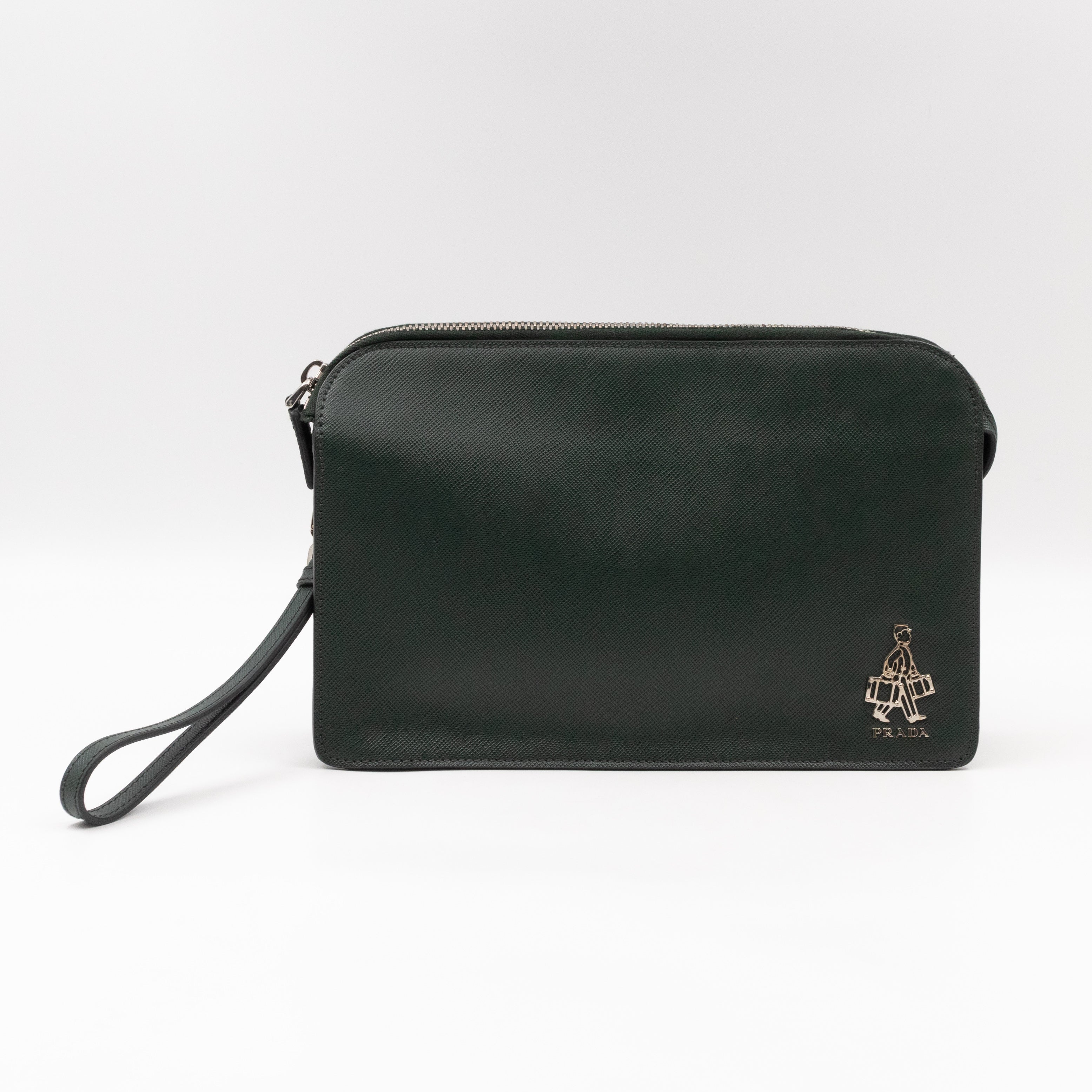 Porter Clutch Green Saffiano