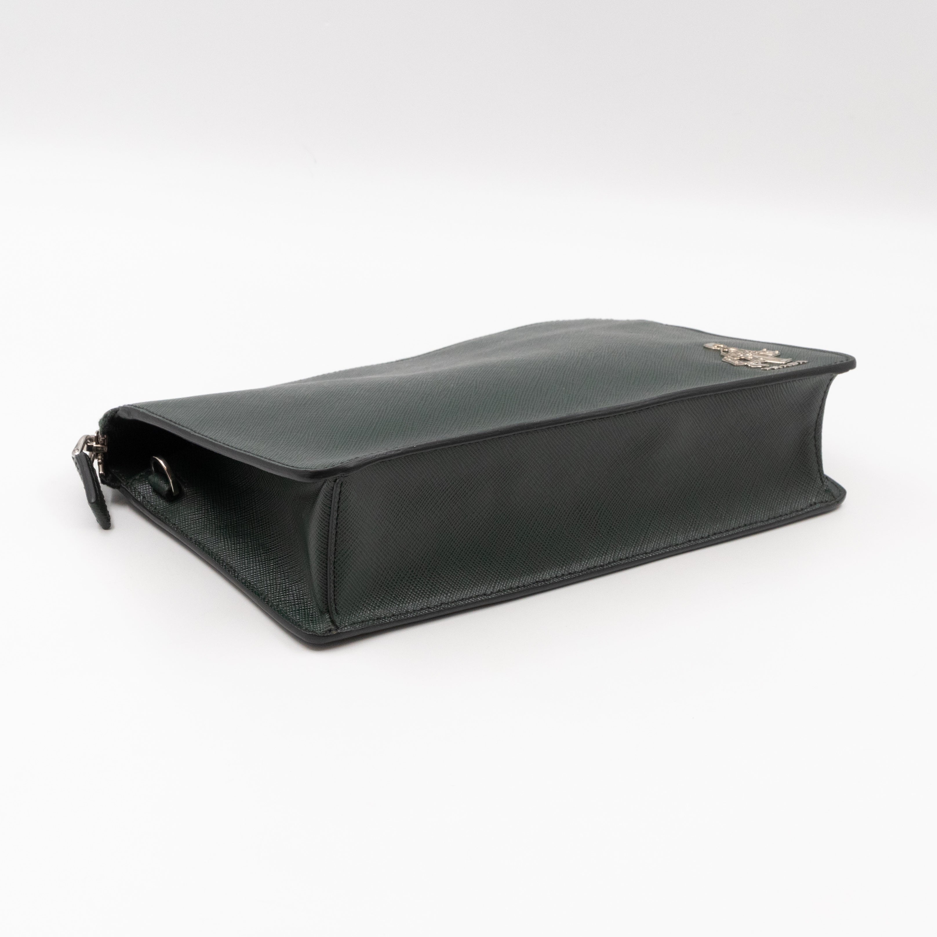 Porter Clutch Green Saffiano