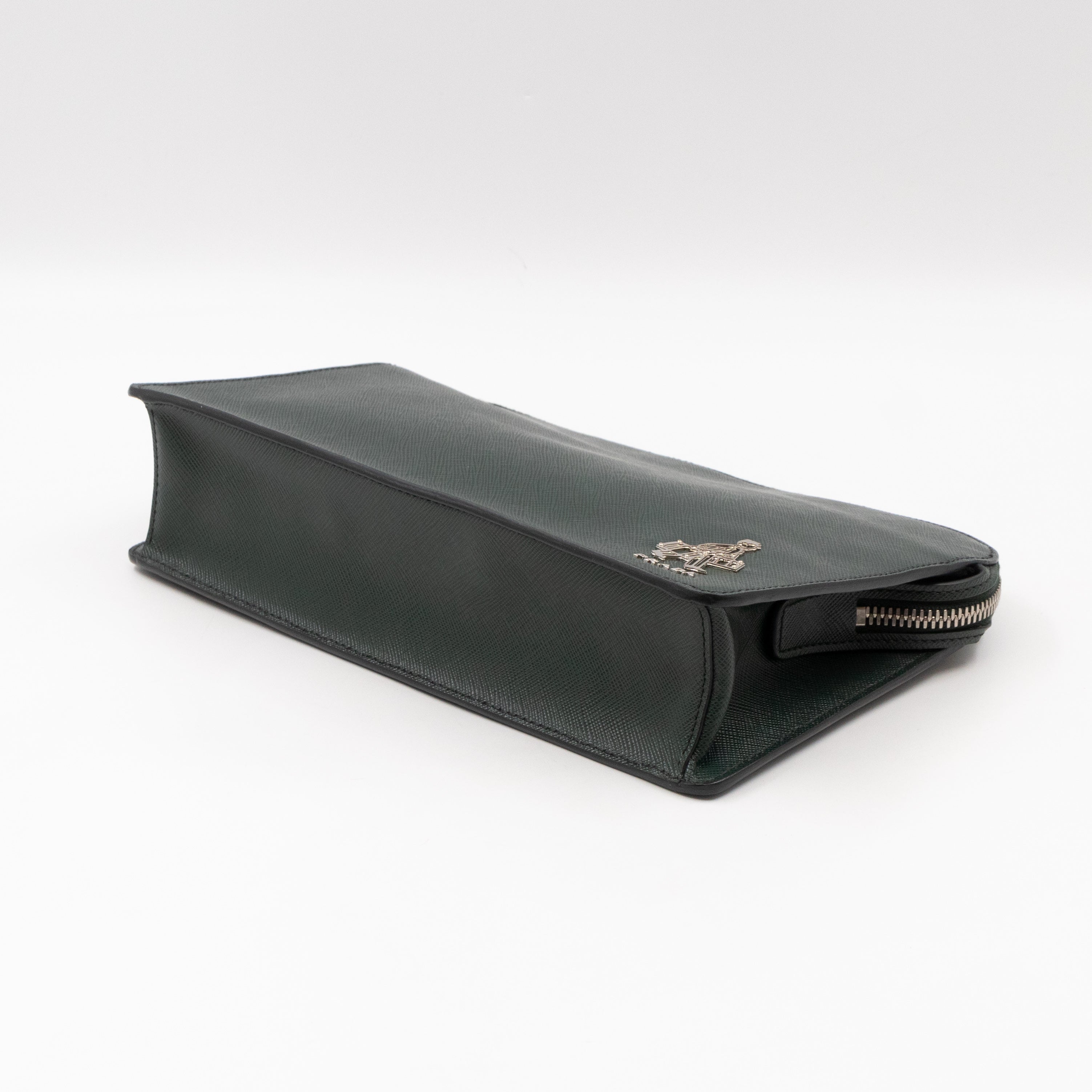 Porter Clutch Green Saffiano