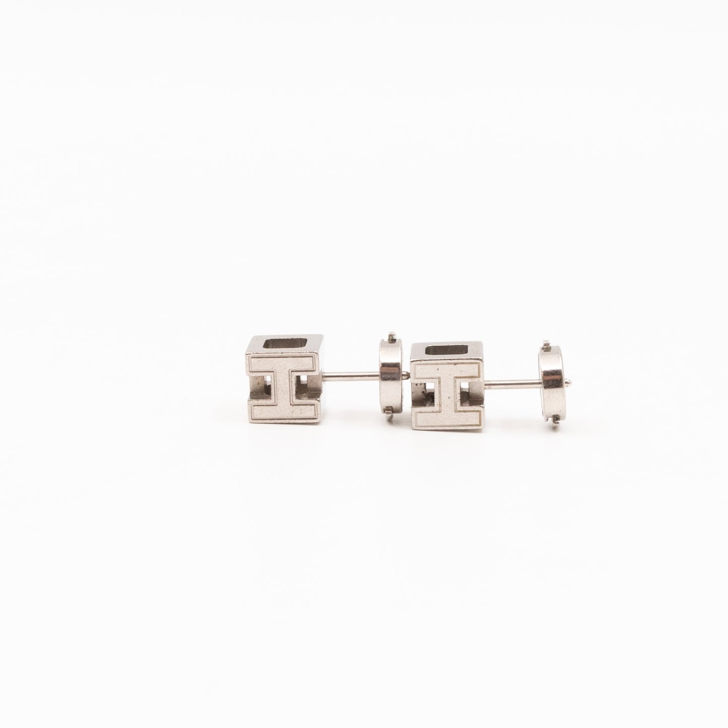 Cage d'H Earrings White Palladium