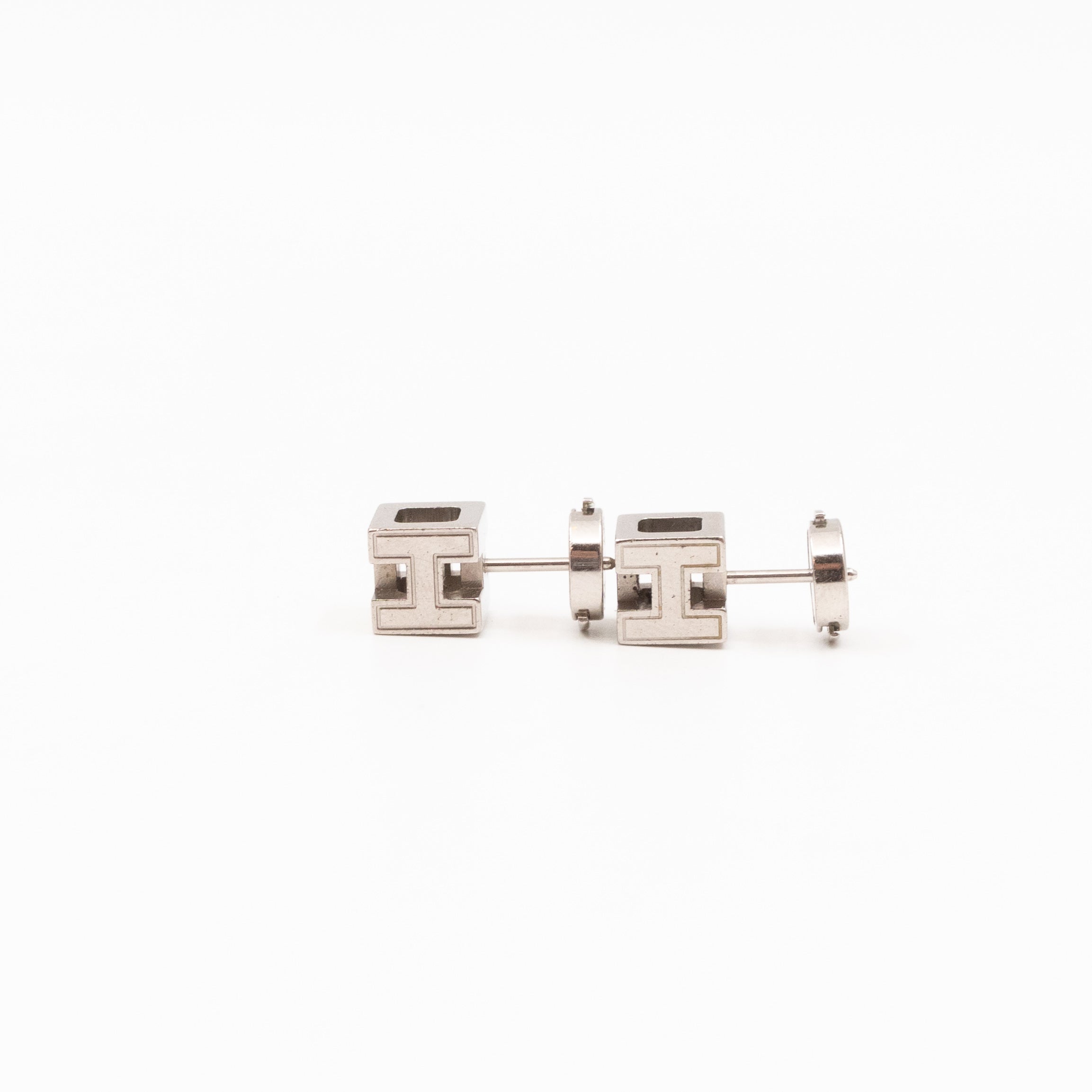 Cage d'H Earrings White Palladium