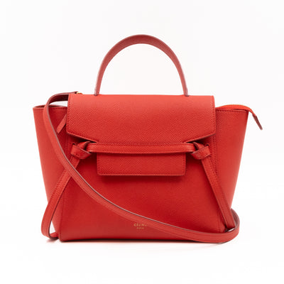 Nano Belt Bag Red Grained Leather