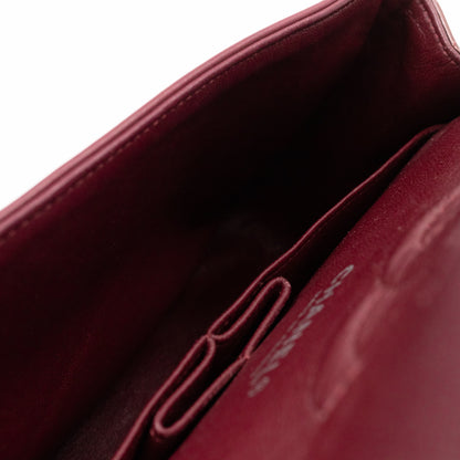 Classic Double Flap Medium Burgundy Metallic Striped Patent Leather