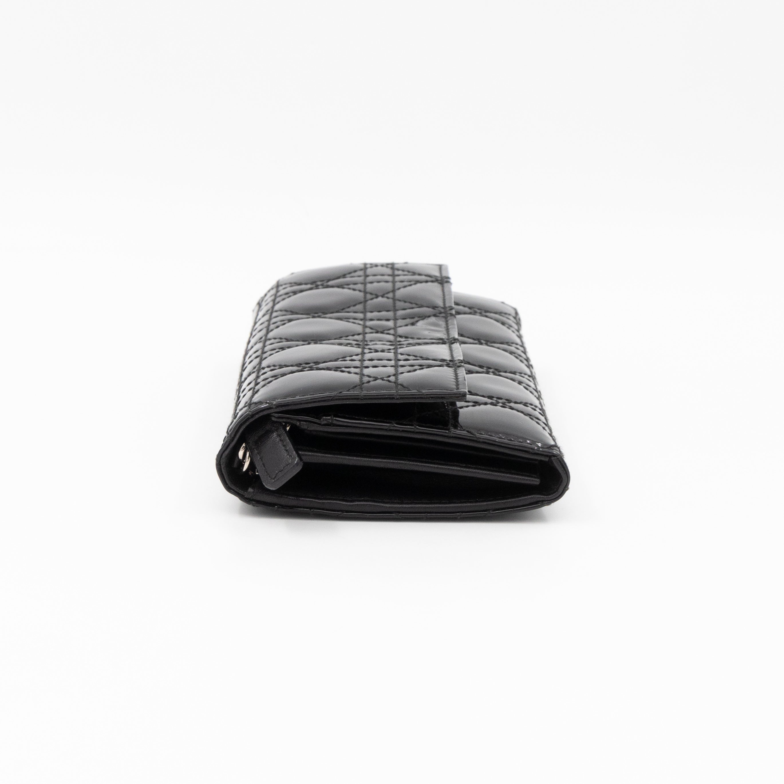 Lady Dior Clutch with Chain Black Patent Leather