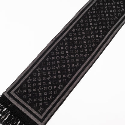 Monogram Black and Silver Fringe Scarf