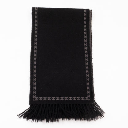 Monogram Black and Silver Fringe Scarf