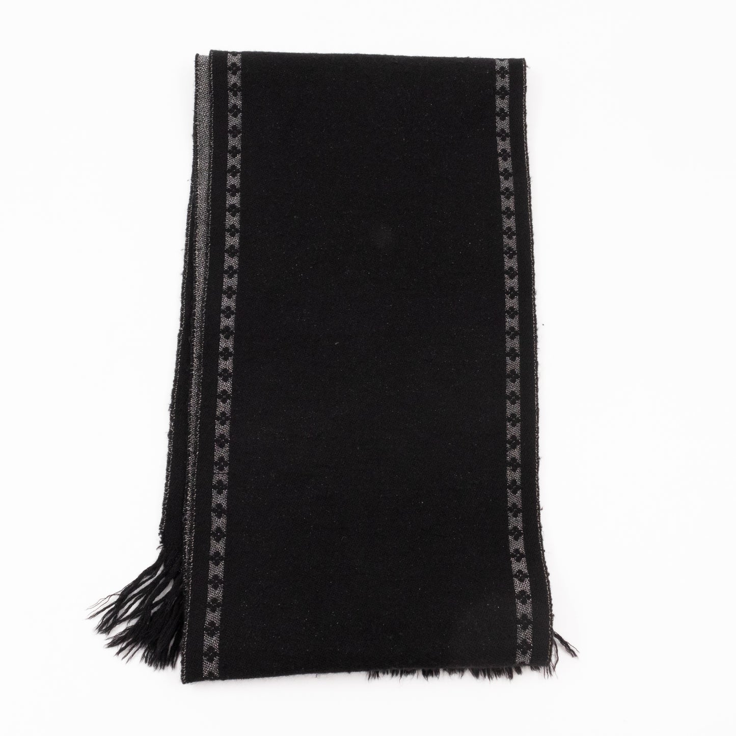 Monogram Black and Silver Fringe Scarf