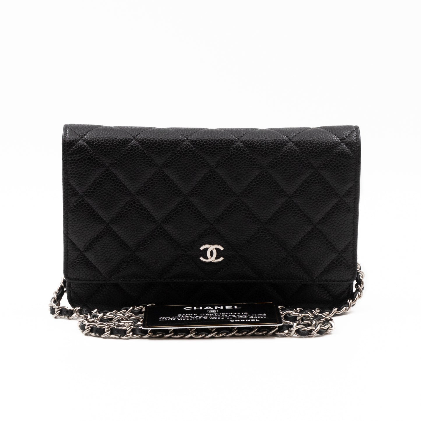 Classic Wallet On Chain Black Caviar Silver