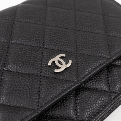 Classic Wallet On Chain Black Caviar Silver