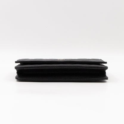 Classic Wallet On Chain Black Caviar Silver