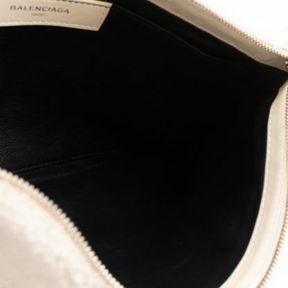 Shearling Pouch Clutch White & Black