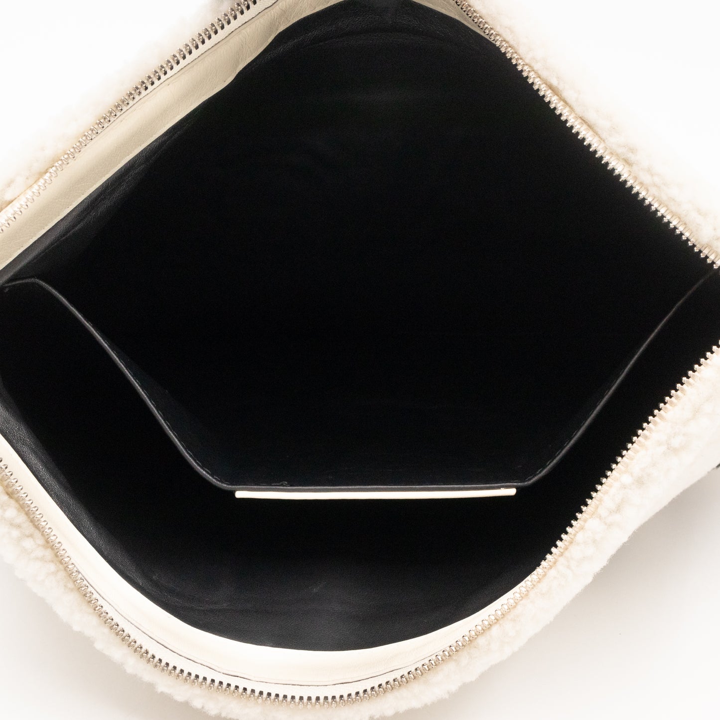 Shearling Pouch Clutch White & Black