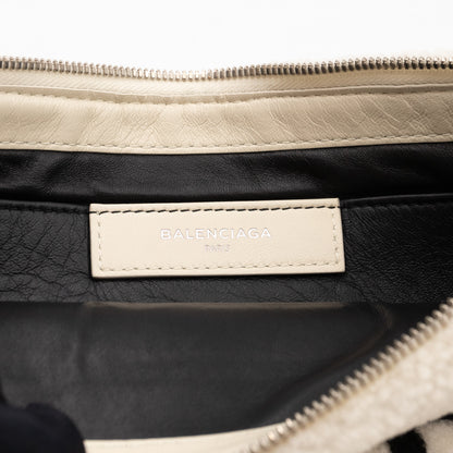 Shearling Pouch Clutch White & Black