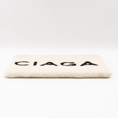 Shearling Pouch Clutch White & Black