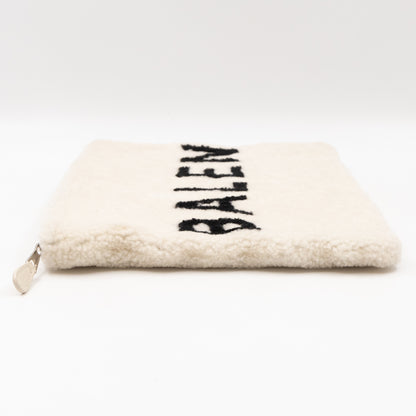 Shearling Pouch Clutch White & Black