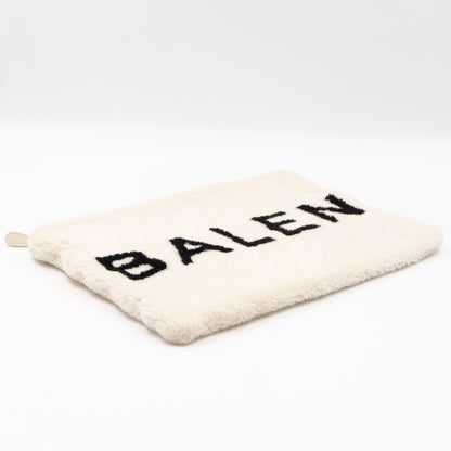 Shearling Pouch Clutch White & Black