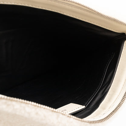 Shearling Pouch Clutch White & Black