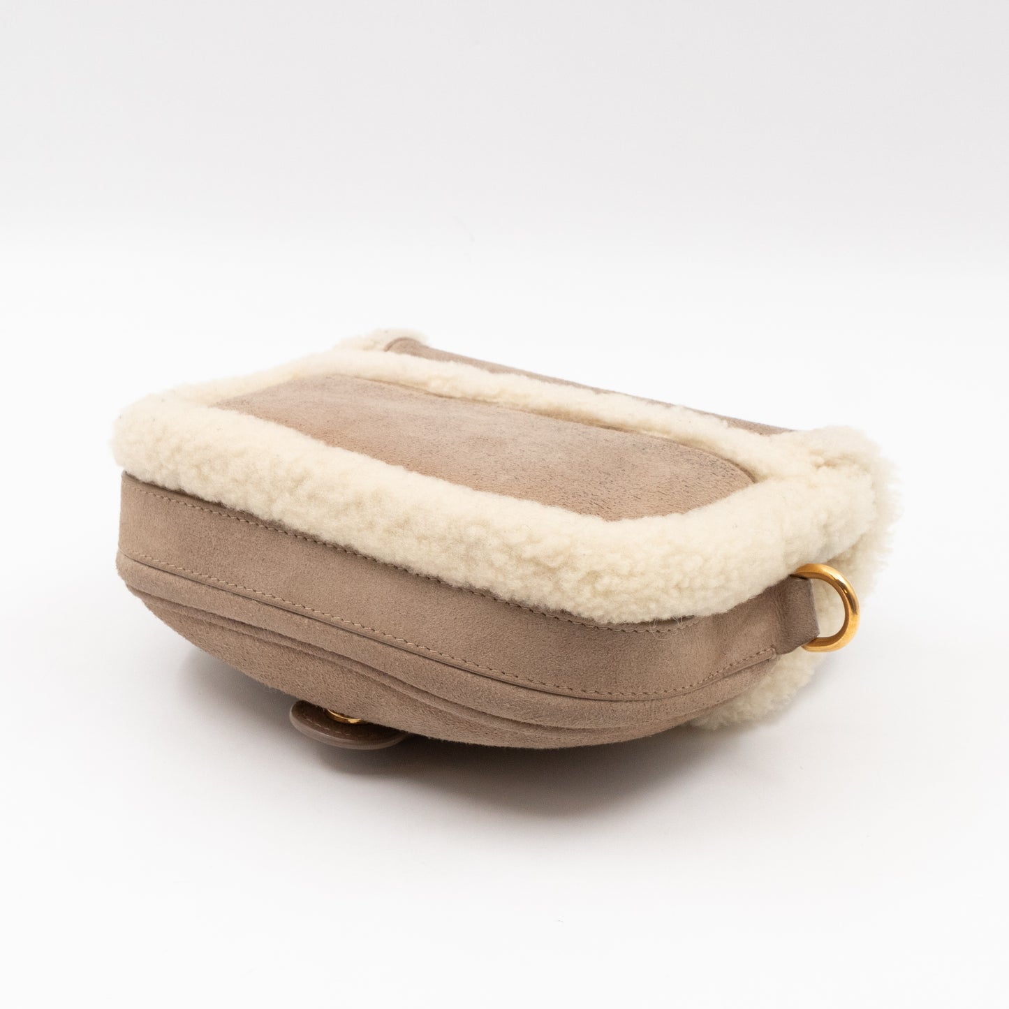 Bobby Small Flap Bag Beige Suede Neutral Shearling