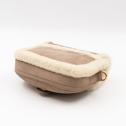 Bobby Small Flap Bag Beige Suede Neutral Shearling