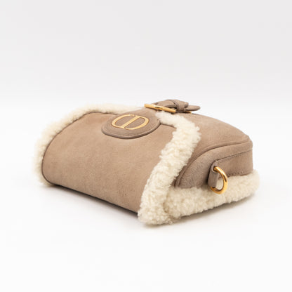 Bobby Small Flap Bag Beige Suede Neutral Shearling