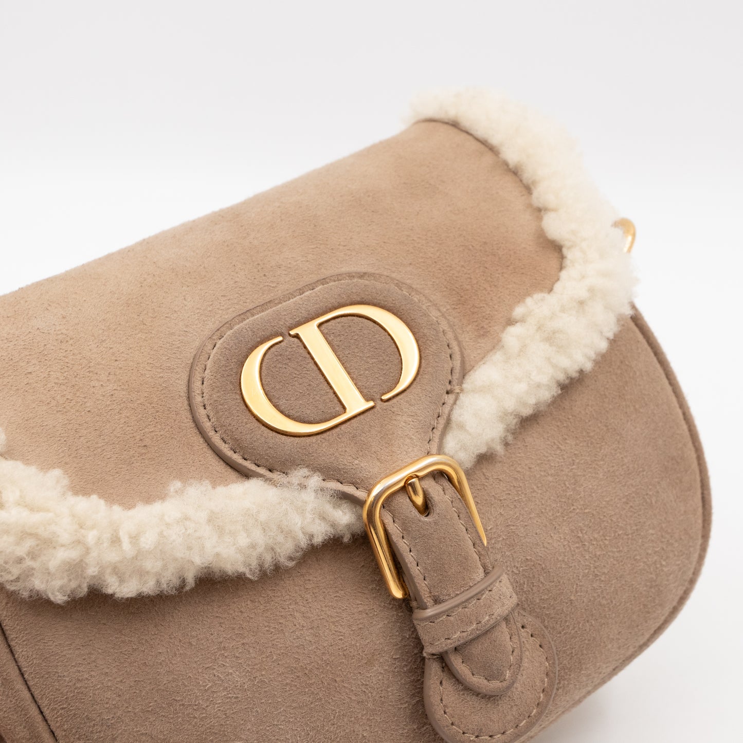 Bobby Small Flap Bag Beige Suede Neutral Shearling