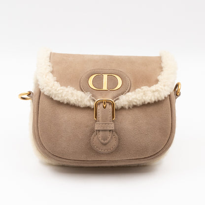 Bobby Small Flap Bag Beige Suede Neutral Shearling