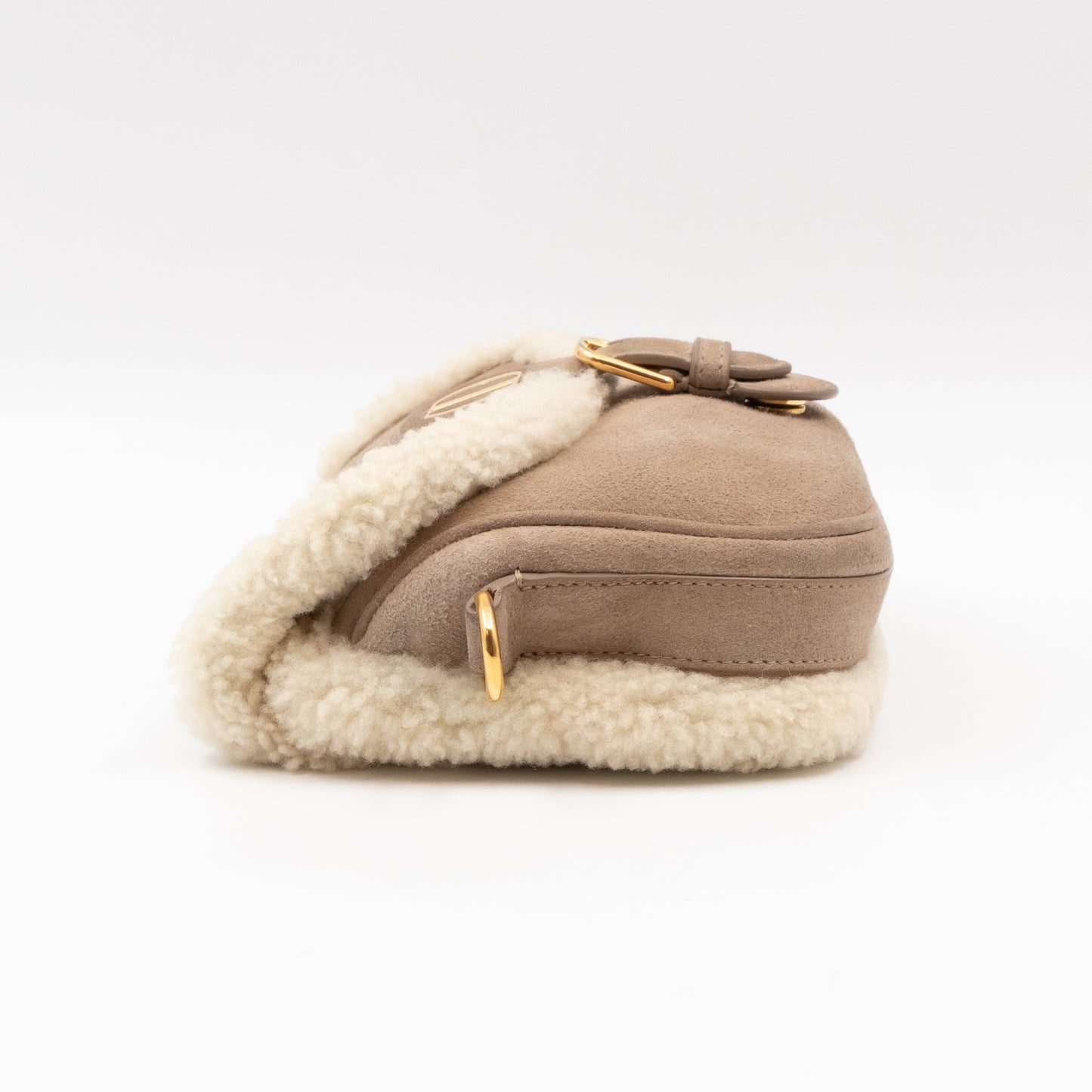 Bobby Small Flap Bag Beige Suede Neutral Shearling