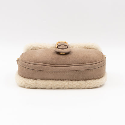 Bobby Small Flap Bag Beige Suede Neutral Shearling