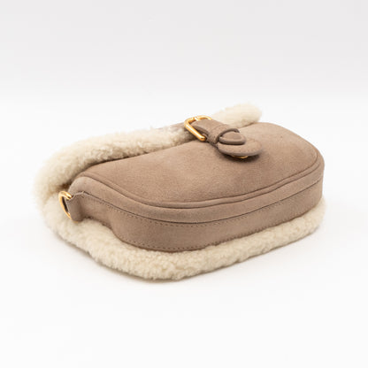 Bobby Small Flap Bag Beige Suede Neutral Shearling