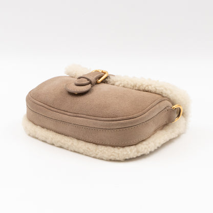 Bobby Small Flap Bag Beige Suede Neutral Shearling