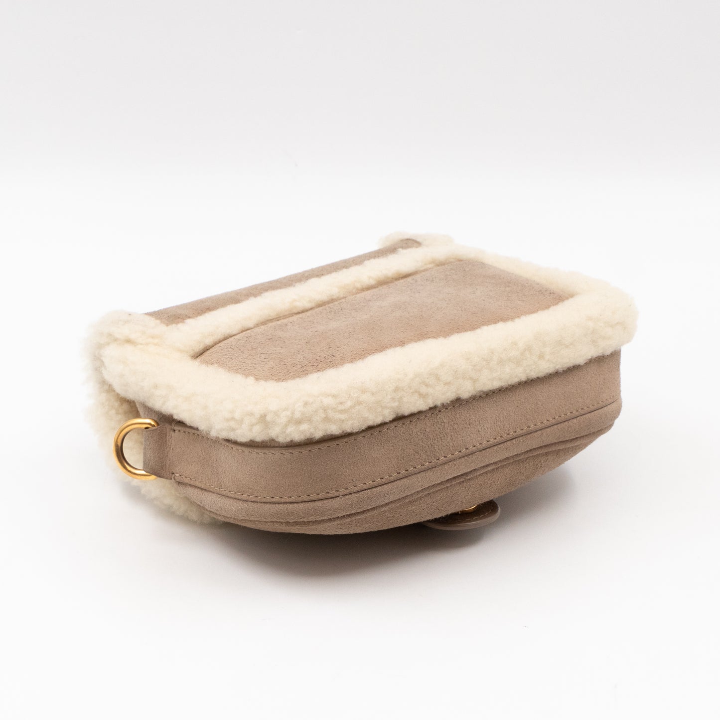 Bobby Small Flap Bag Beige Suede Neutral Shearling