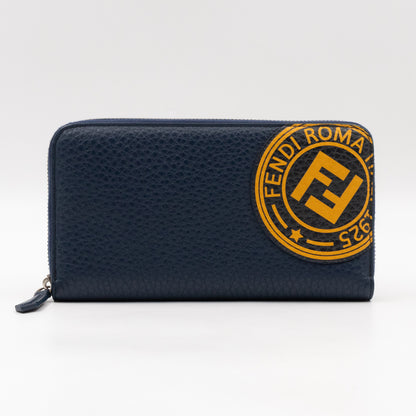 Signature Continental Zip Around Wallet Blue