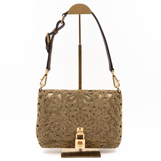 Gold Lurex Padlock Shoulder Bag