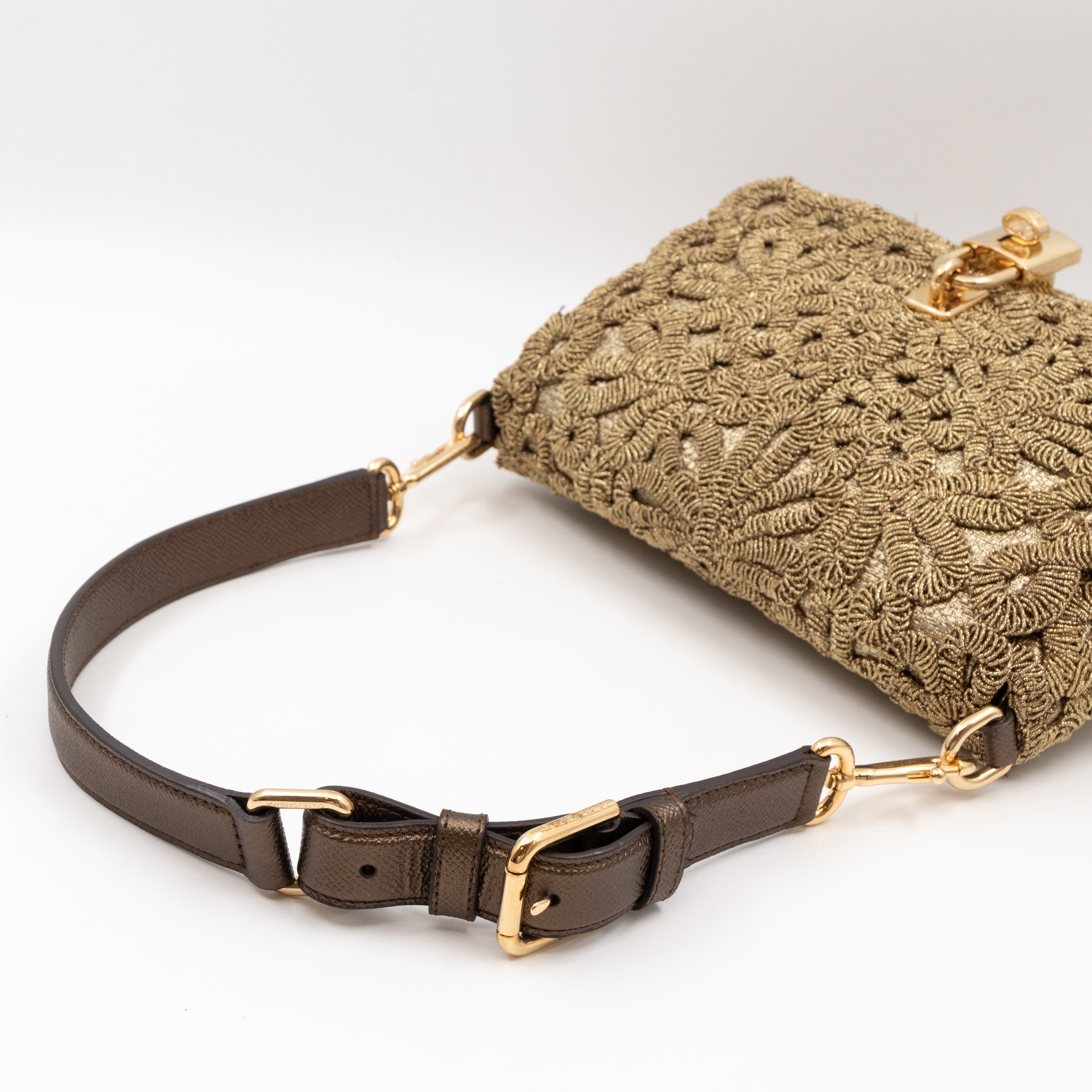 Gold Lurex Padlock Shoulder Bag