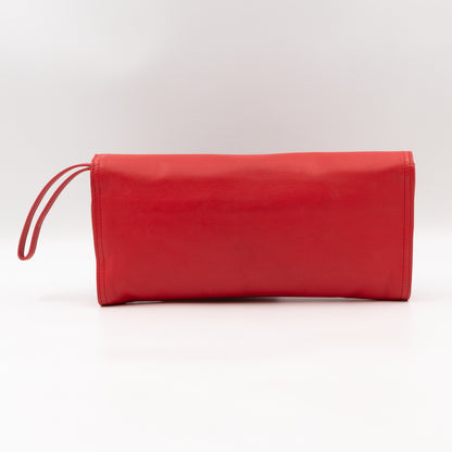 Metal Edge Clutch Red Leather