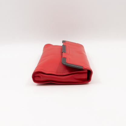 Metal Edge Clutch Red Leather