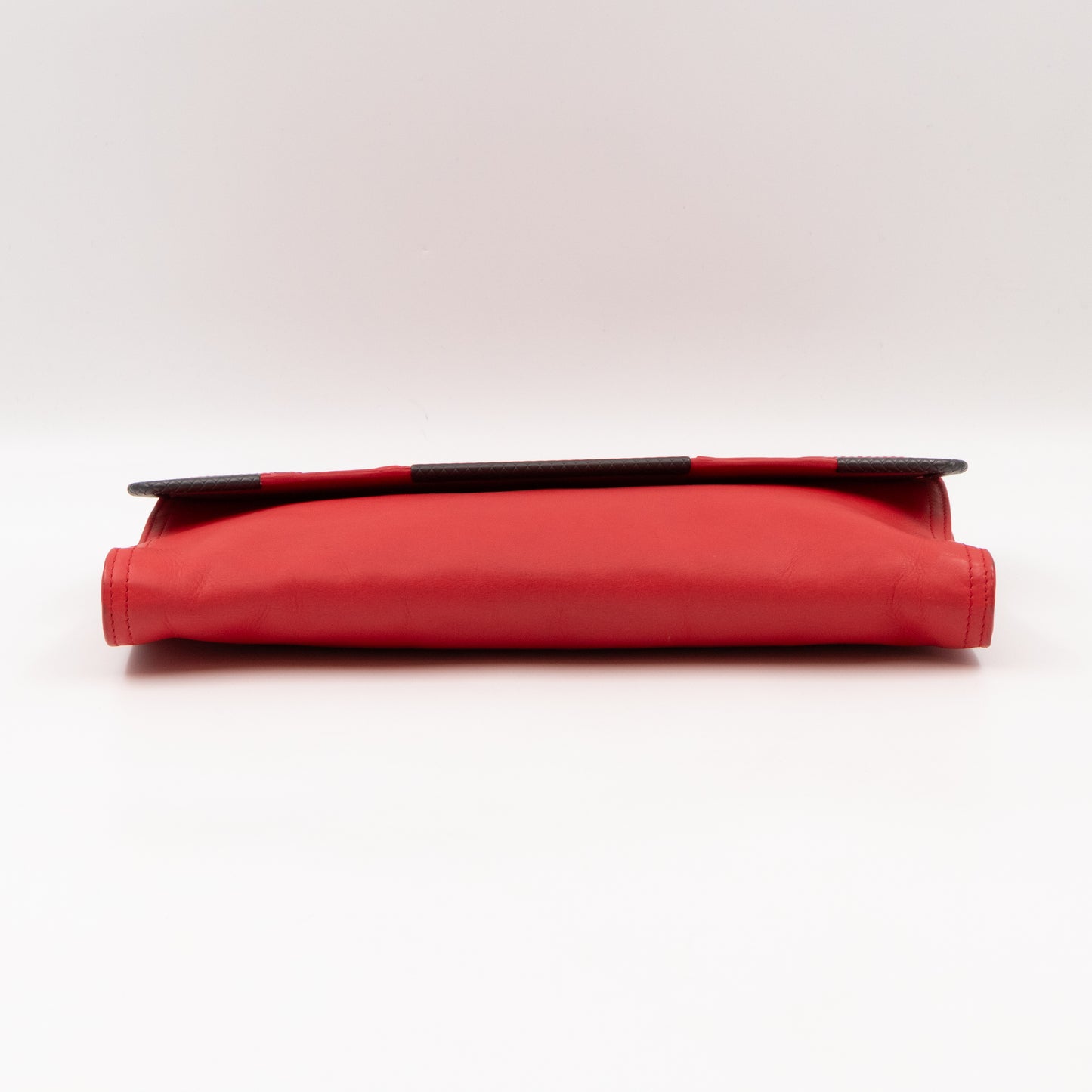 Metal Edge Clutch Red Leather