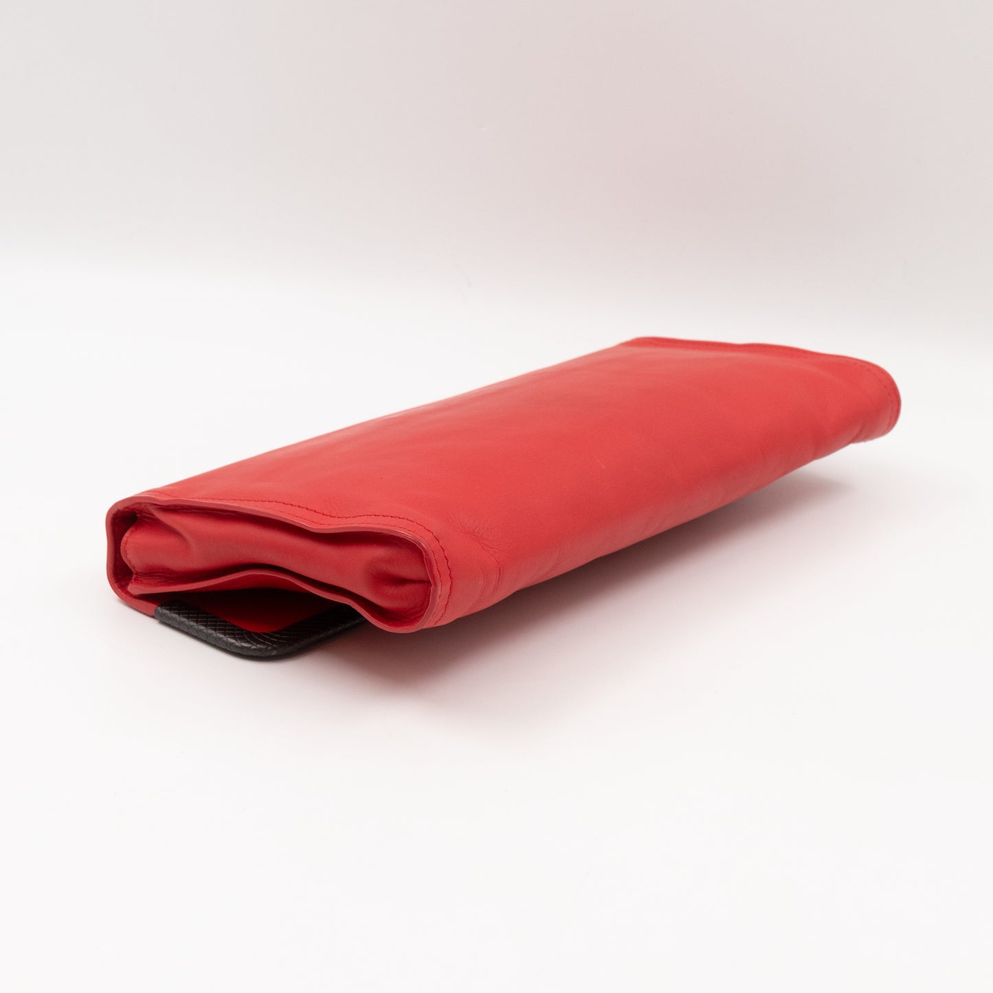 Metal Edge Clutch Red Leather