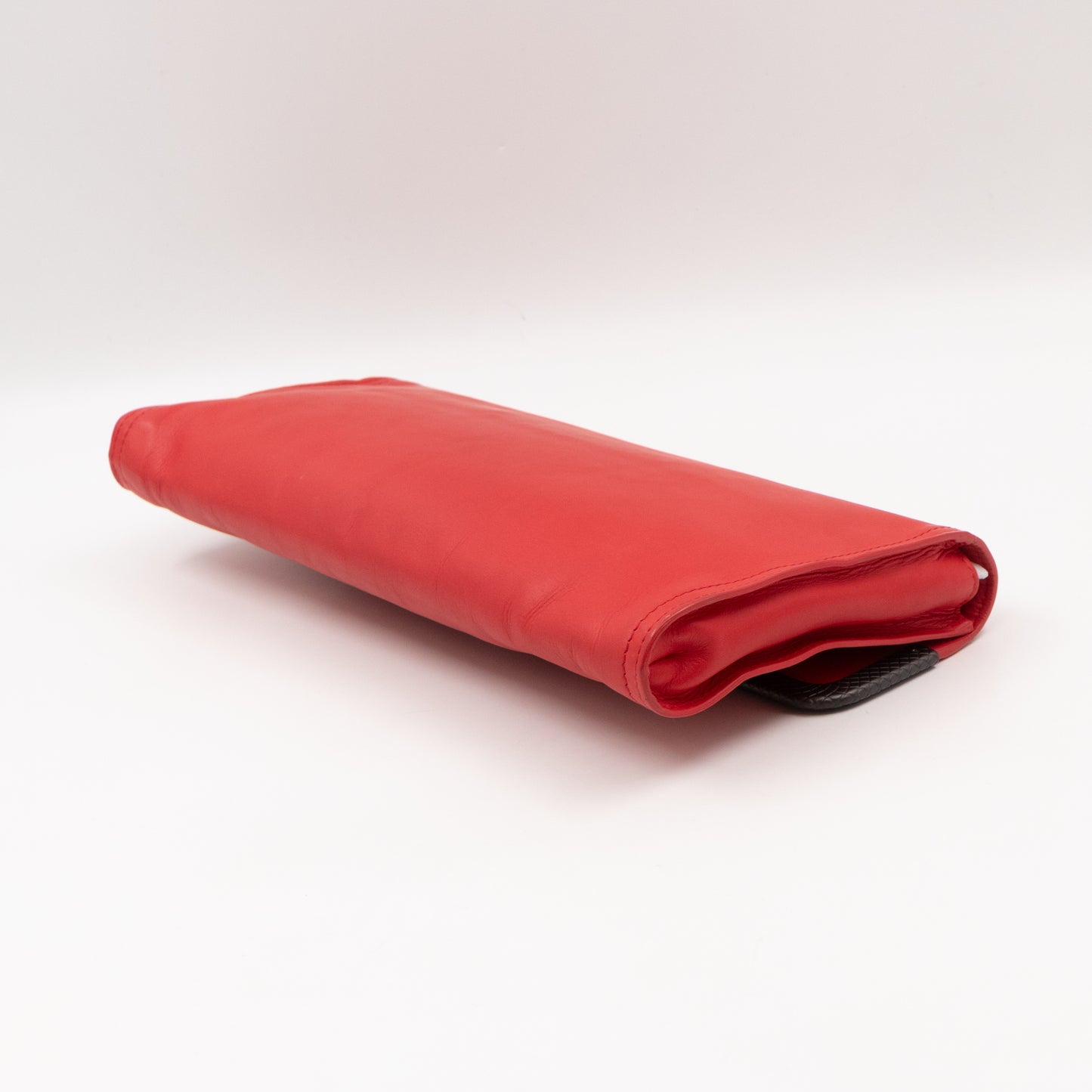 Metal Edge Clutch Red Leather