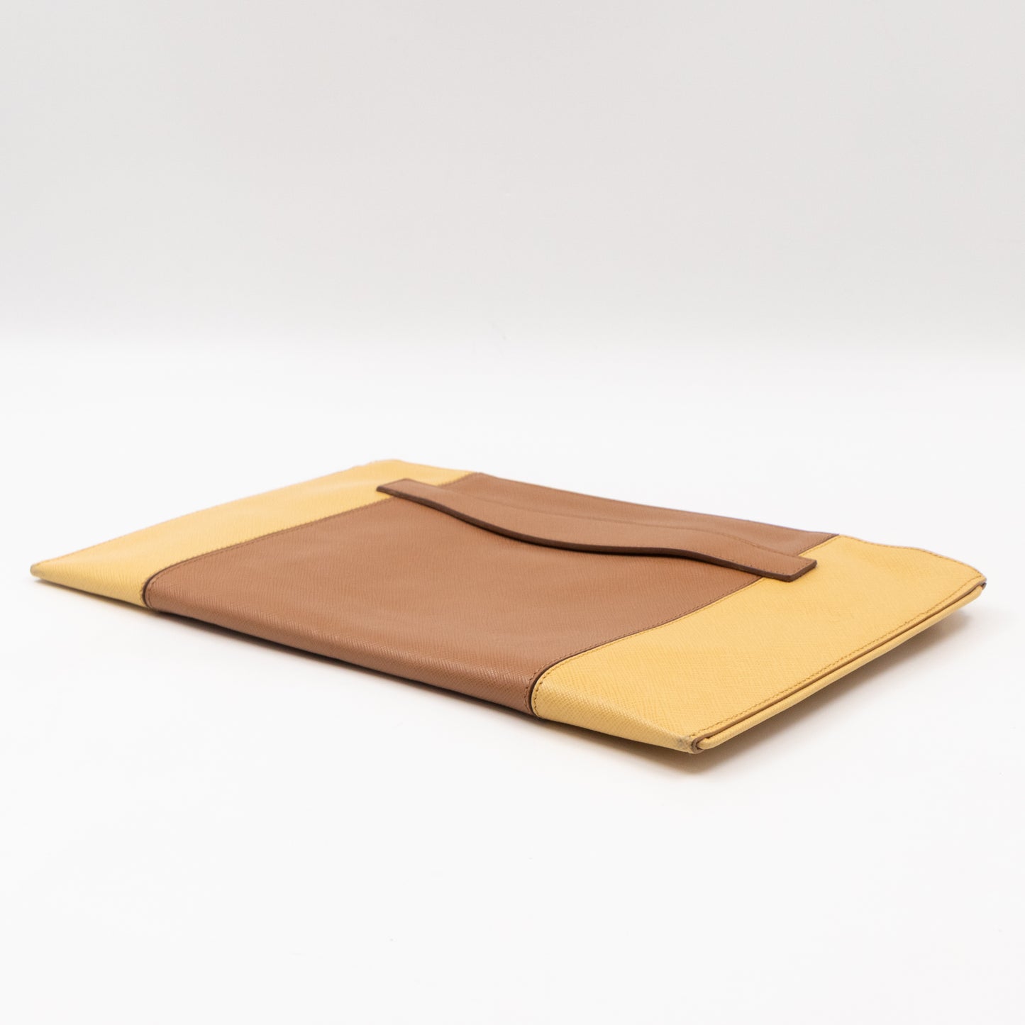 Zip Clutch Yellow and Brown Saffiano Leather