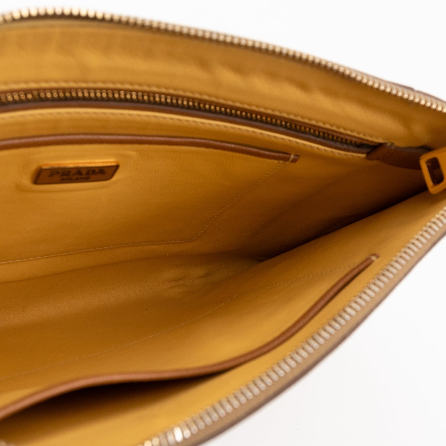 Zip Clutch Yellow and Brown Saffiano Leather