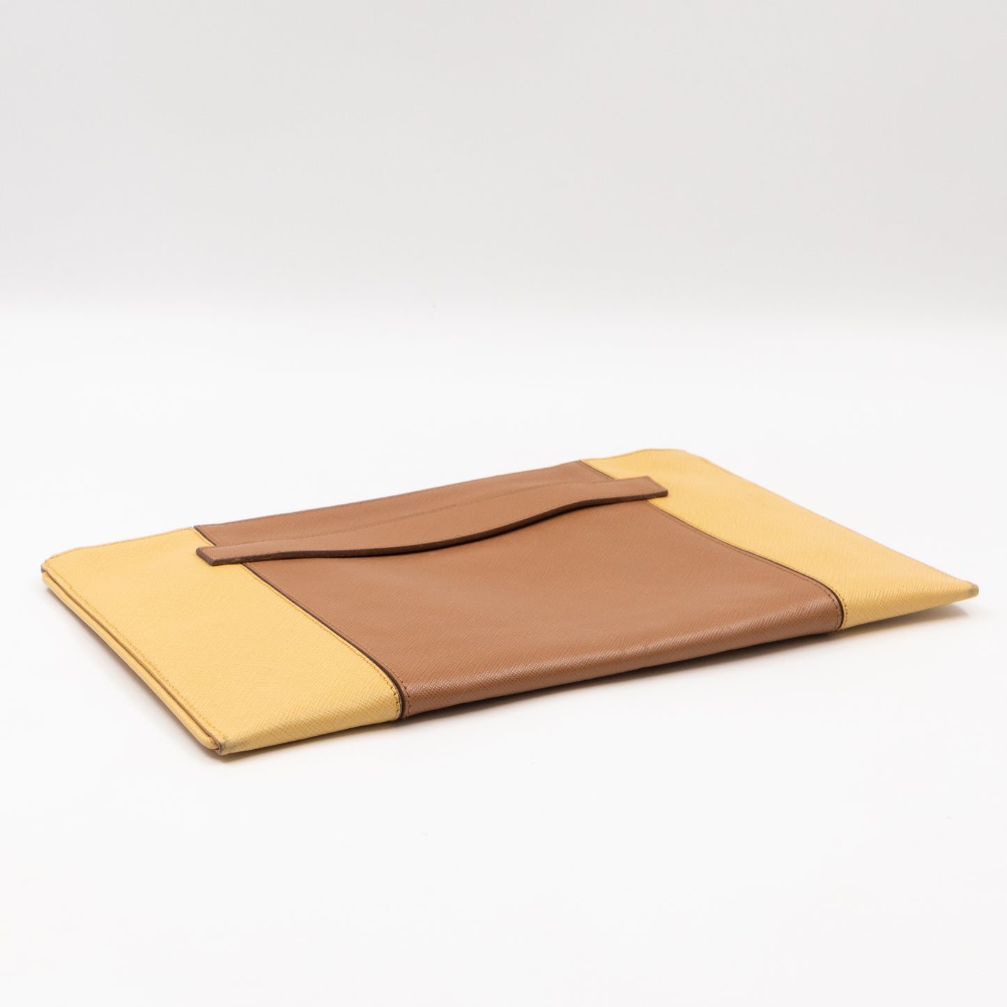 Zip Clutch Yellow and Brown Saffiano Leather